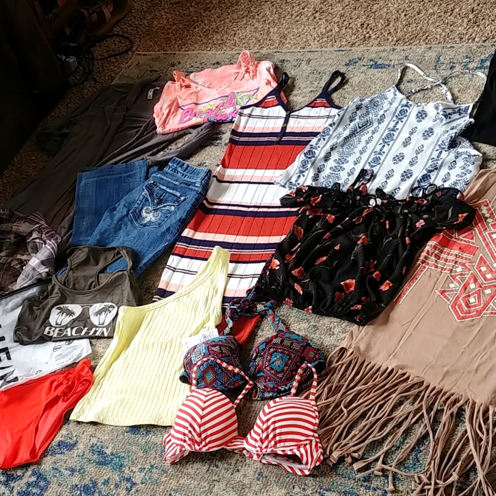 Huge Clothing Bundle Lot some NWT tank tops, crop tops, dresses, bikini,
